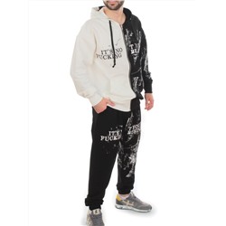 2630/7349 BLACK/WHITE Костюм спортивный мужской (75% хлопок, 20% полиэстер, 5% спандекс)
