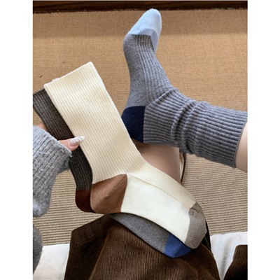 Winter demi-season woolen warm knee socks, mid-length