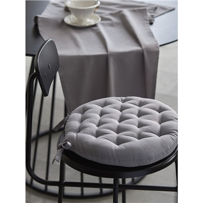 Подушка на стул круглая из хлопка серого цвета из коллекции Essential, 35 см