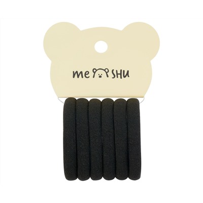 Резинки для волос MESHU "Essence", черные, 6шт., европодвес