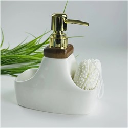 235-032 Диспенсер для моющего средства с губкой TROPICAL в под.уп.(х16) Фарфор