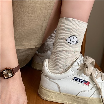 Spring summer brand cartoon cute knee socks, with embroidery, mid-length, 24 years, Korean style