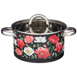 КАСТРЮЛЯ AGNESS "МАКИ" СО СТЕКЛЯННОЙ КРЫШКОЙ, НЕРЖ.СТАЛЬ, 3,1Л 20Х11 СМ