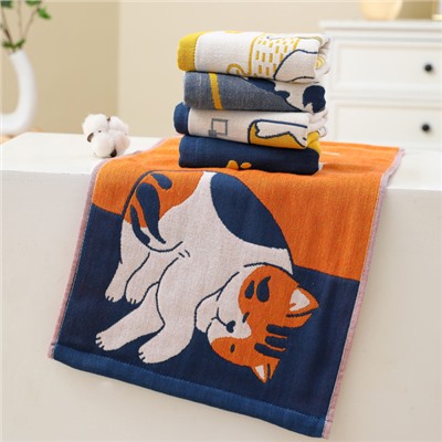Zhiyang Naughty Cat Creative Gauze Children's Towel Baby Facial Towel Full Moon Banquet Children's Turks Wholesale