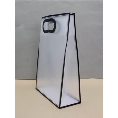 Пакет подарочный (L) "Frame transparent", black (35*24*10)