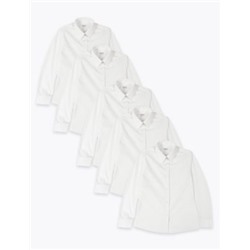 5pk Girls' Regular Fit Easy to Iron Shirts (2-18 Yrs)