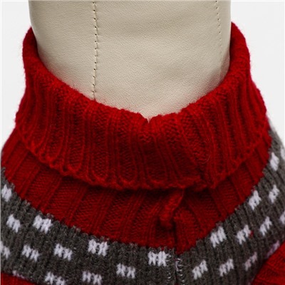 Свитер «Бегущие олени», L (ДС 29, ОШ 29, ОГ 29-49 см), бордовый