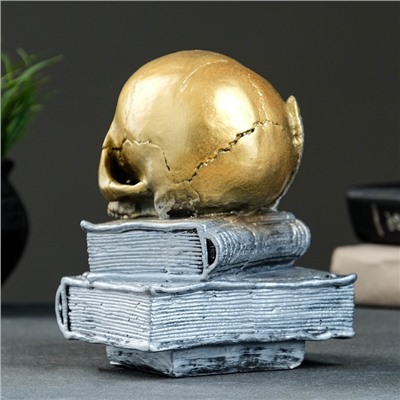 Фигурка гипс «Череп с книгой», бронза с серебром, 19 см