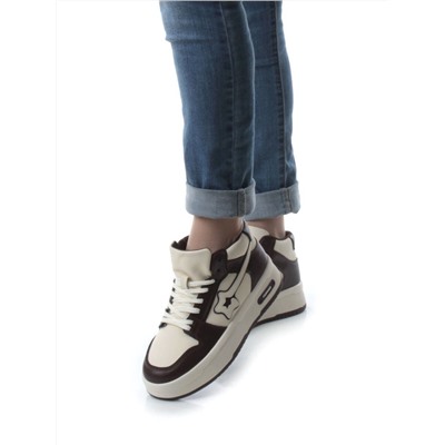 05-P84-2Z BEIGE/BROWN Кроссовки женские зимние (натуральная и искусственная кожа, шерсть)