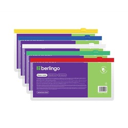 Папка-конверт на молнии Berlingo 255*130мм, 150мкм, прозрачная, ассорти, для ж/д и авиа билетов