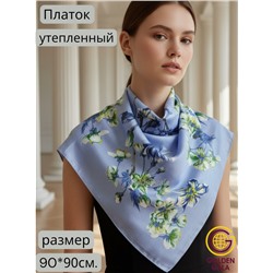 Платок утепленный "Цветы яблони" Арт 2025/02 (голубой)