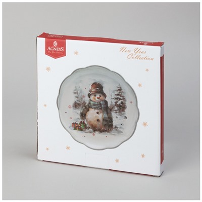 ТАРЕЛКА ЗАКУСОЧНАЯ AGNESS "С НОВЫМ ГОДОМ!" 20,3*2 СМ (КОР=16ШТ.)