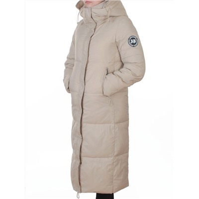 3068 BEIGE Пальто пуховое женское с внутренним жилетом (утиный пух)