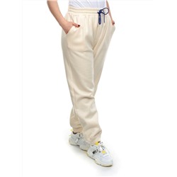 M073 BEIGE Брюки спортивные женские на флисе (85% хлопок, 10% полиэстер, 5% спандекс) 7986