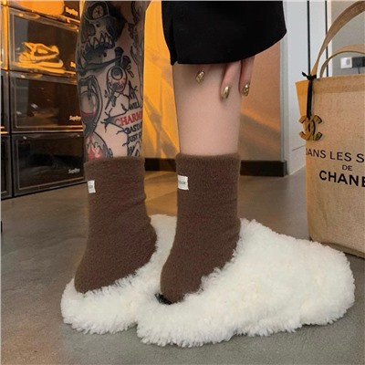 Demi-season velvet colored brand fleece knee socks for pregnant, increased thickness, mid-length, wide color palette