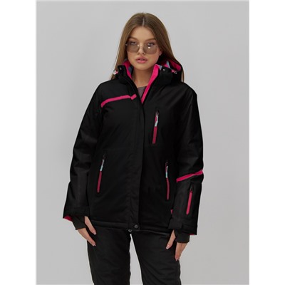 Горнолыжная куртка женская зимняя черного цвета 7091Ch