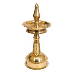 Латунная настольная лампа в стиле Керала, Brass Kerala Style Diya Lamp (9 inch), произв. Generic
