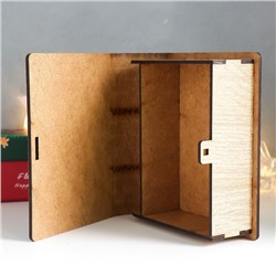 Новогодняя деревянная шкатулка-книга «Снеговик» 14×12х5 см