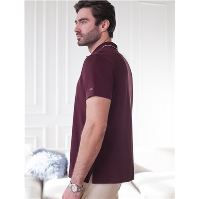 Футболка поло с плетеным воротником на пуговицах из эластичного хлопка