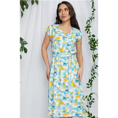 Платье Весенний луг (бирюзовый мультиколор) П13215-3М