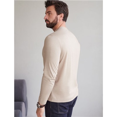 Джемпер хенли из полотна пике с меланжевым плетением с эластаном