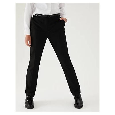 Girls' Skinny Leg Belted School Trousers (2-18 Yrs)