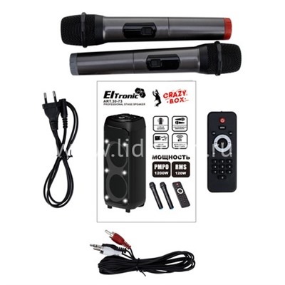 Колонка 10" (30-73 CRAZY BOX 1200) динамик 2шт/10" ELTRONIC с TWS