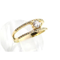 Кольцо с925 с покрытием з999 и фианитами 7мм размер 16, 2гр.