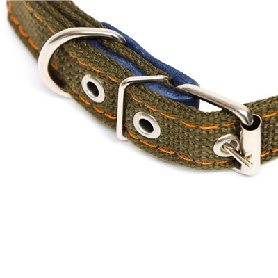 Ошейник брезентовый двухслойный, 50×2 см, ОШ 25-35 см, хаки