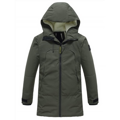Парка зимняя мужская с капюшоном цвета хаки 9533-1Kh