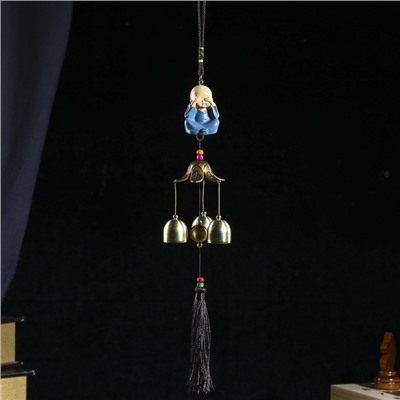 Музыка ветра «Маленький Будда», металл, 3 колокольчика, 40 см, МИКС