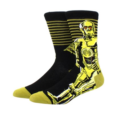09295 Star Wars | Носки "C-3P0", р-р 40-44 (черный, желтые полоски)