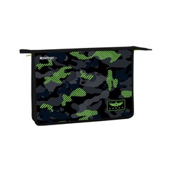 Папка для тетрадей 1 отделение, А4 Berlingo "Black and green", 340*245*40мм, пластик, на молнии