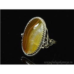Кольцо агат 17*28мм, размер 18