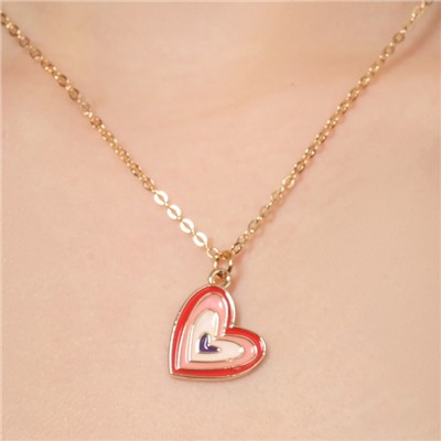 Кулон на цепочке «Сердце», иллюзия, цветной в золоте, 47 см