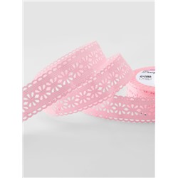 Лента декоративная, репсовая, ажурная, 25 мм, 9.1±0.5 м, розовая