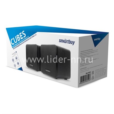 Мультимедийные стерео колонки SmartBuy CUBES USB дерево (черные)
