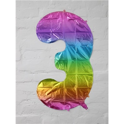 Шар фольгированный "Multicolour numbers" цифра 3, (80 см)