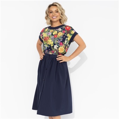 Комплект с юбкой на пуговицах, Молодая и привлекательная (2 в 1, floral)