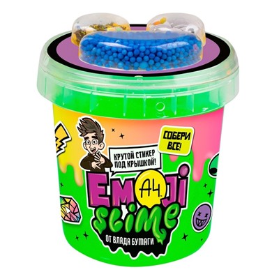 Слайм Emoji-slime, зелёный, 110 г, Влад А4