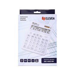 Калькулятор настольный Eleven SDC-444X-WH, 12 разрядов, двойное питание, 155×204×33 мм, белый
