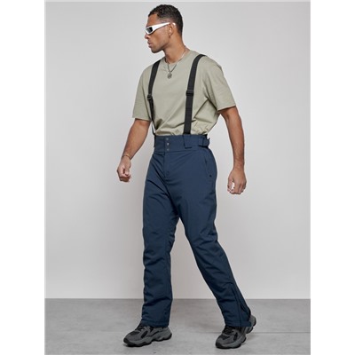 Полукомбинезон утепленный мужской зимний горнолыжный темно-синего цвета 7217TS