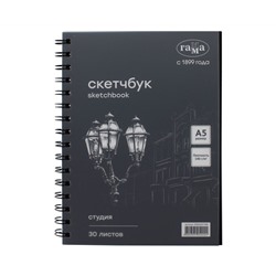 Альбом для графики, 30л., А5, на спирали Гамма "Студия", черный, 140г/м2