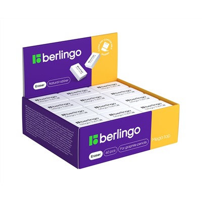 Ластик Berlingo "Mega Top", прямоугольный, натуральный каучук, 32*18*8мм