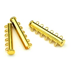 Замок-слайдер магнитный на 6 нитей золотистый, 11*35мм.