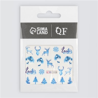 Слайдеры для ногтей «Christmas deer», голубые