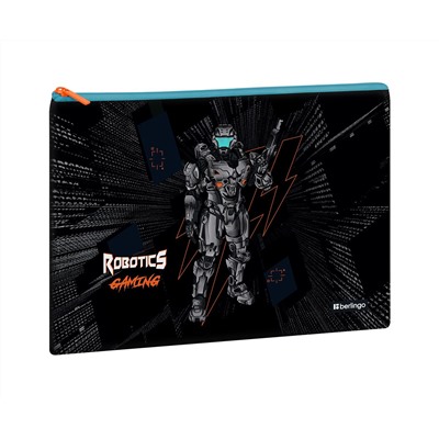 Папка текстильная 1 отделение, А4 Berlingo "Robotics gaming", 335*245мм, полиэстер, на молнии