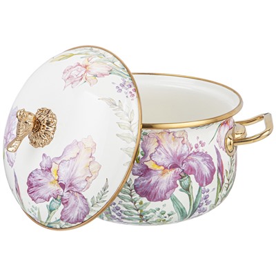 КАСТРЮЛЯ ЭМАЛИРОВАННАЯ AGNESS С КРЫШКОЙ, СЕРИЯ IRISES 2,8Л, ДИА.18СМ ПОДХОДИТ ДЛЯ ИНДУК.ПЛ
