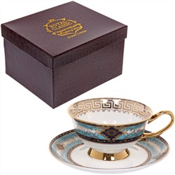 Чайная пара "Royal classic" (кружка 200мл+блюдце) Синий греческий узор, в подарочной коробке