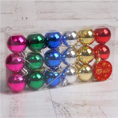 Ёлочные игрушки «Классика» глянец, d=4 см, набор 18 шт., МИКС